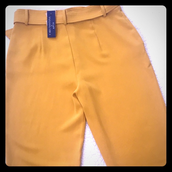 BOHO Style CARA & SANTANA (Apt.9) Mustard CAPRI PANTS Loosely Fit Size 10 - Picture 12 of 13